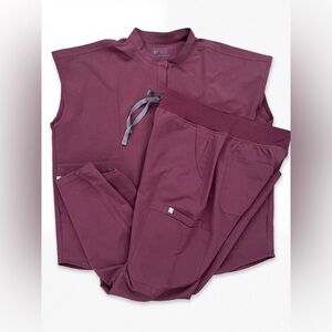 Figs Women's Scrub Set in Deep Burgundy